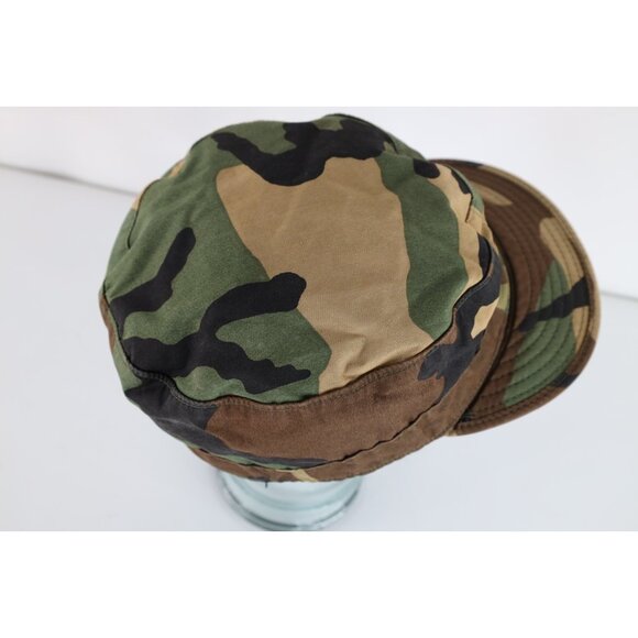 Vintage 80s USGI Distressed Military Woodland Camouflage Cap Hat 7 5/8 USA - Picture 7 of 10